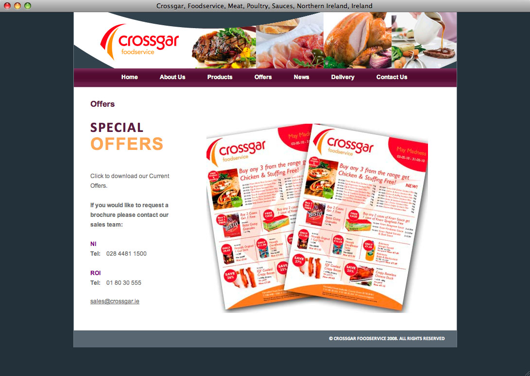 Website designers Belfast - Crossgar Foods web site offers page