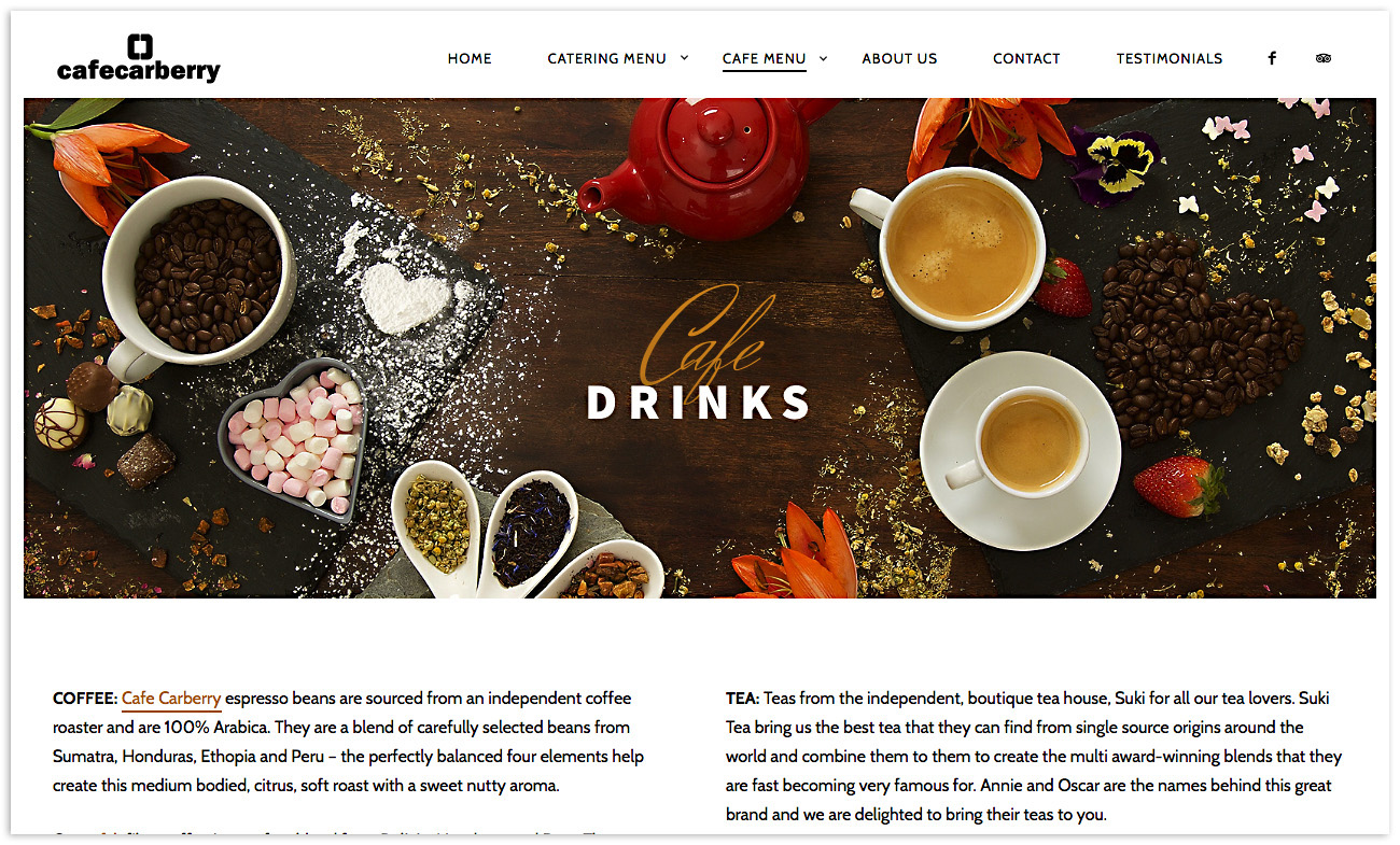 Web designers Belfast, web design for Cafe Carberry - image 4.