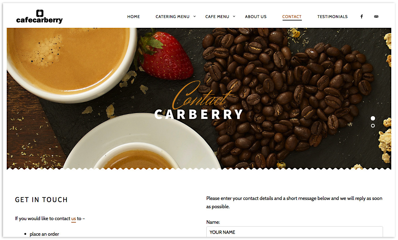 Web designers Belfast, web design for Cafe Carberry - image 5.