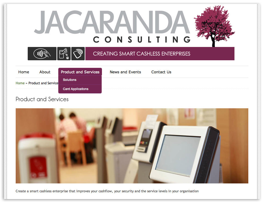 Web designers Belfast Northern Ireland portfolio - Jacaranda web site screenshot 3.